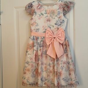 Rare Editions Floral Dress with Pink Accent
